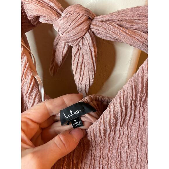 Lulu's View and I Mauve Pink Tie-Back Faux-Wrap Midi Dress Small 0-4 - Picture 6 of 8